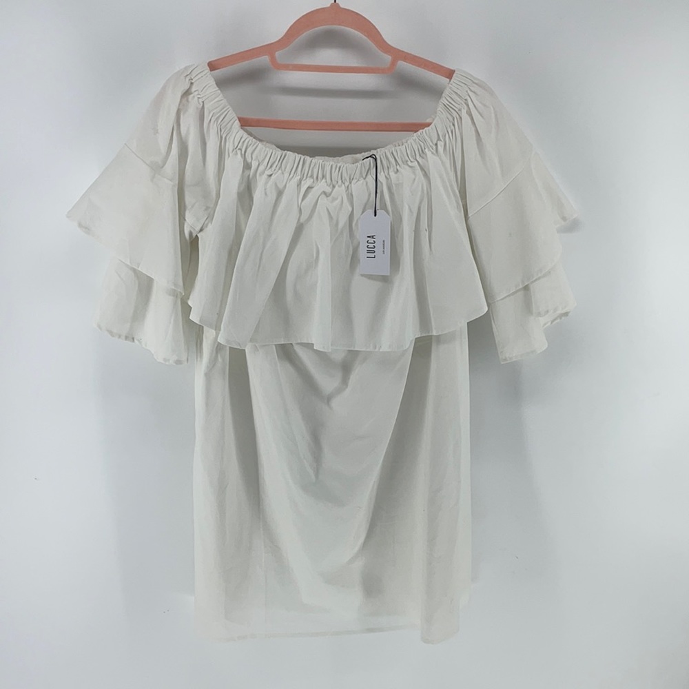 New Lucca Couture Cotton Off Shoulder Mini Dress/Tunic